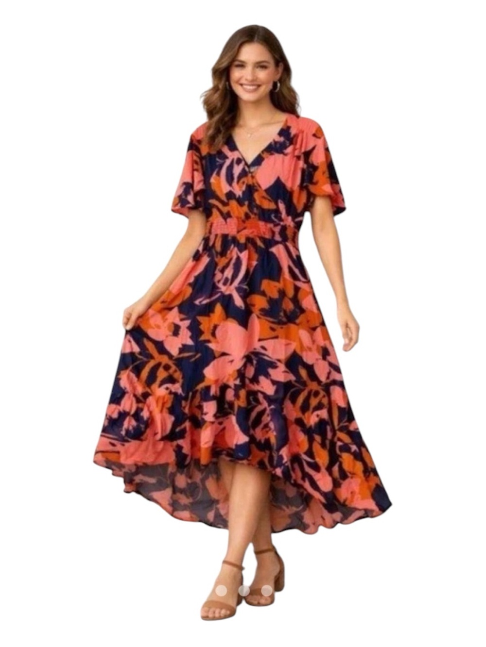 ANTHROPOLOGIE Abel The Label Navy and Pink Asymmetrical Dress